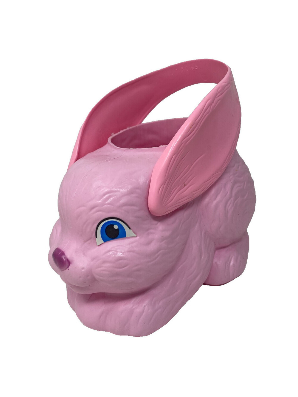 Vintage 1995 Empire Pink Blow Mold Easter Bunny Basket Ear Handle Rabbit USA